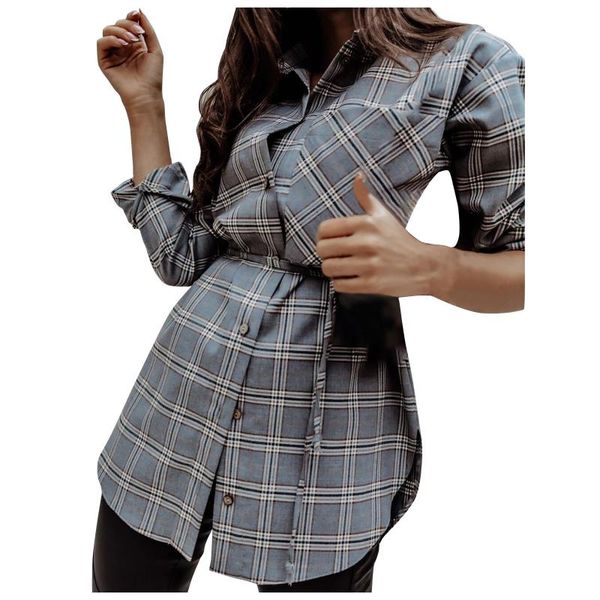 

women's blouses & shirts plaid harajuku blouse classic fashion long sleeve a-line shirt blusas chemise femme, White