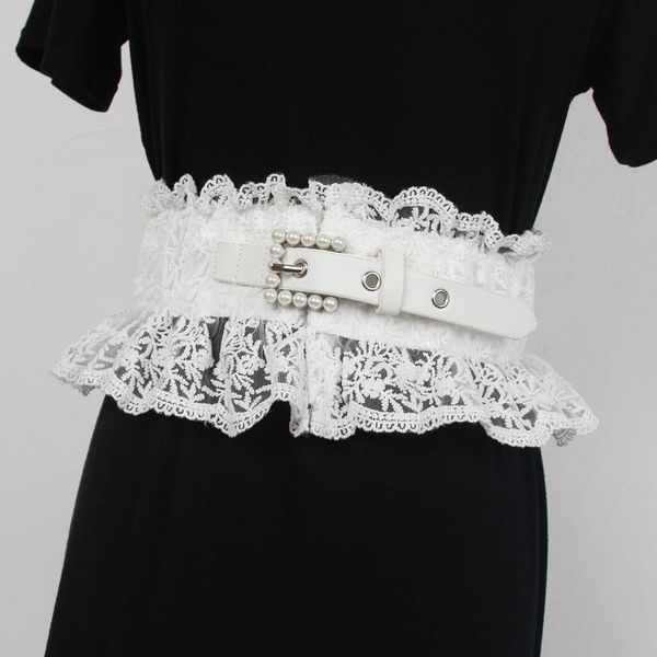 

belts 2021 spirng lace waist white black crochet flower ceinture strap cinch for women dress shirt waistband cummerbund, Black;brown