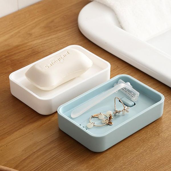

soap dishes bathroom creative handmade box plastic square double layer drain holder shower product