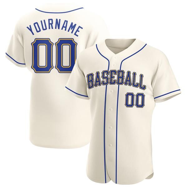 

custom cream royal-gold-0 authentic baseball jersey, Blue;black