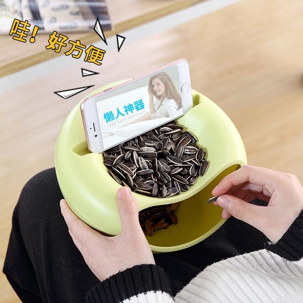 

storage boxes & bins creative melon seed nut bowl table candy snack dry fruit holder box plate dish tray with phone stent drop