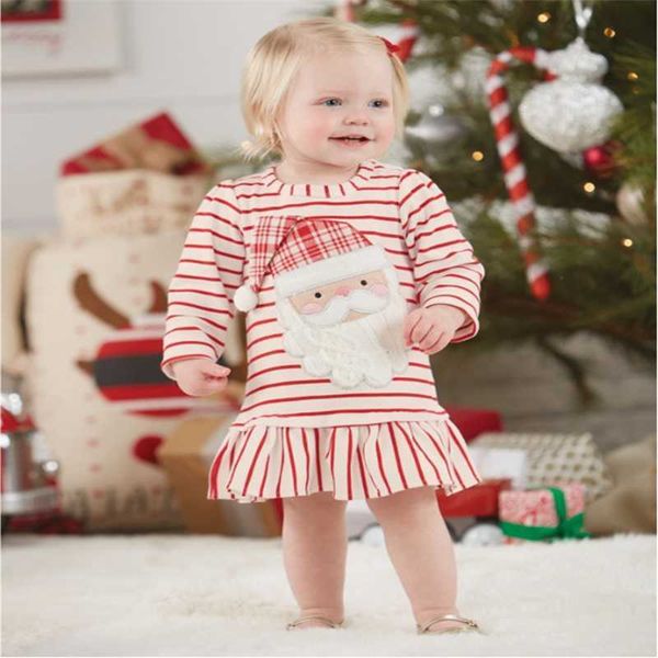 Новые девушки Санта-Клаус Красное полосатое рыбиельское платье Q0716