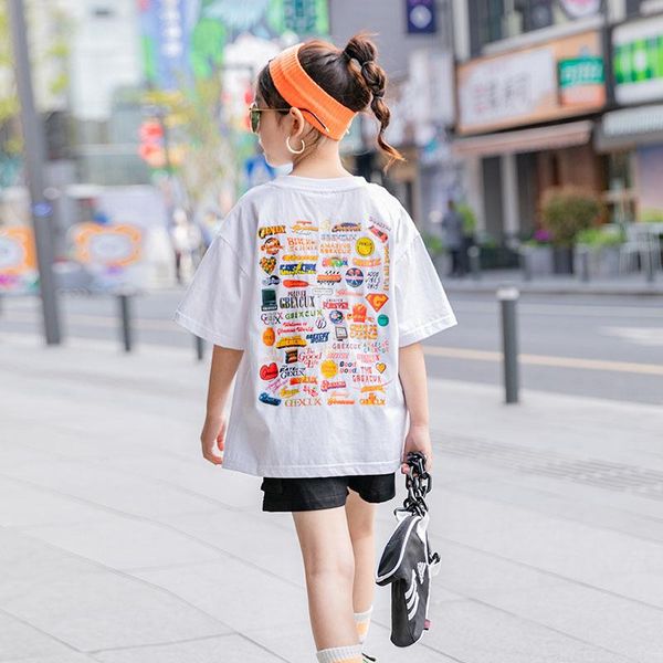 

t-shirts t-shirt for 8 years old girl summer 2021 letter print fashion kids, Blue