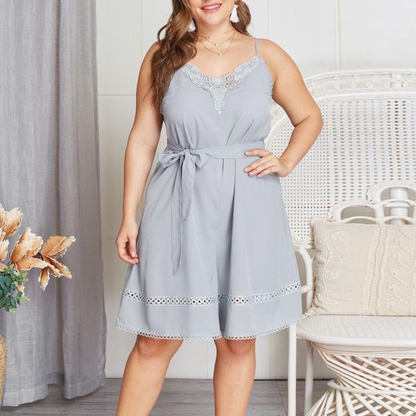 

women's jumpsuits & rompers muqgew short womens jumpsuit o-neck lace holiday mini sleeveless playsuit beach combinaison femme#4, Black;white