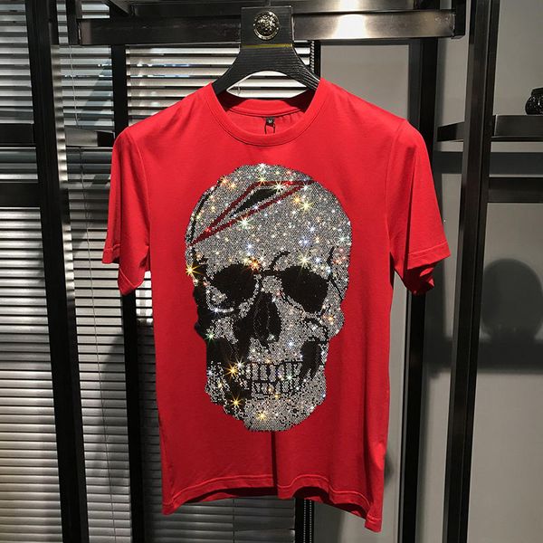 

men's t-shirts 2021 fashion summer male brand diamond standard breathable shirt short sleeve casual skull 3jpx, White;black