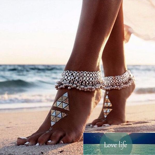 Moda sexy argento antico colore cavigliera catena lotti campana perline braccialetto alla caviglia per le donne spiaggia sandalo a piedi nudi gioielli piede 1pz prezzo di fabbrica design esperto qualità