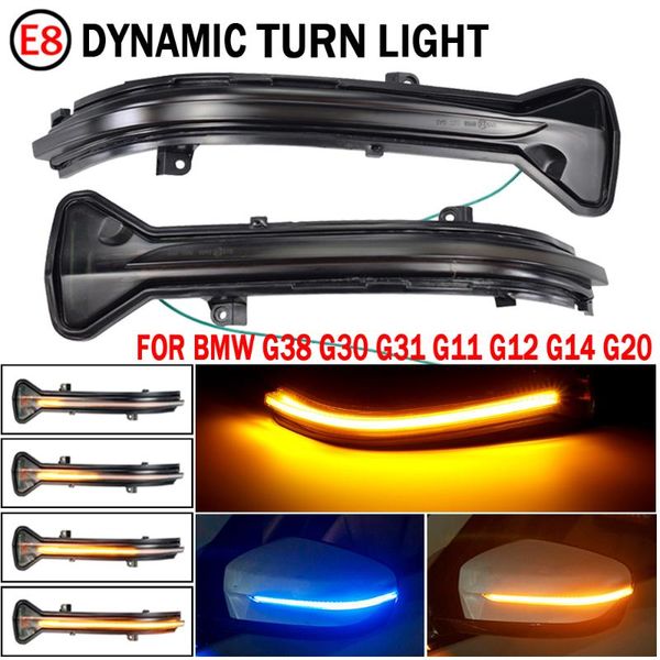 

emergency lights blue-yellow led dynamic turn signal blinker flowing water flashing light for 5 6 7 8 3 series g38 g30 g31 g11 g20 m5