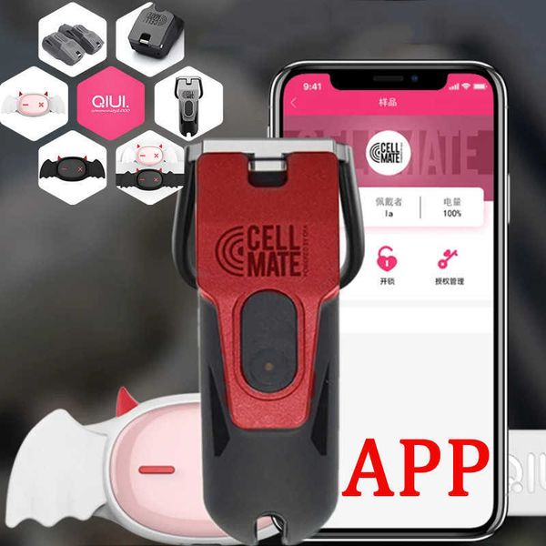 QIUI APP Telecomando Gabbia per cazzi Cintura di castità maschile Compagno di cella Gabbia per pene Cock Ring Lock Dispositivo di castità gay Giocattoli del sesso per gli uomini S0824