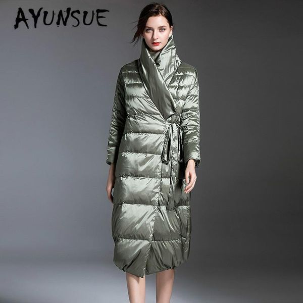 

puffer jacket women 90% white duck down winter coat elegant warm parka long veste femme 199005 yy1551 women's & parkas, Black