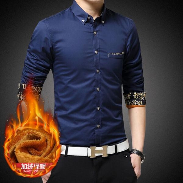 

fashion full sleeve square collar casual shirts thick wool liner winter cotton polyester men men's, White;black