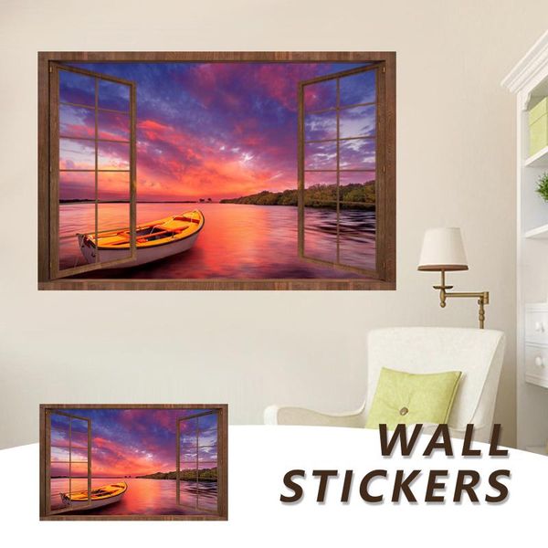 

wall stickers sunset sea window background room decoration bedroom living wallpaper