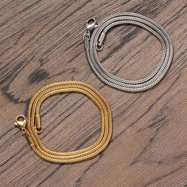 

chains hip hop stainless steel chain 2mm round snake necklace jewelry sc017, Silver