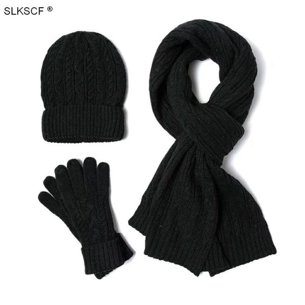 

hats, scarves & gloves sets [slkscf] classic black color 3 pcs knitted scarfs cap set warm gift wool caps girls, Blue;gray
