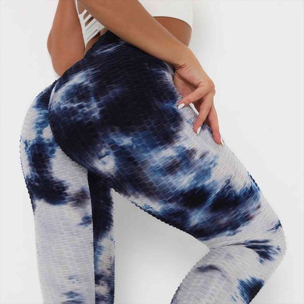 

tie dye push up womens legging high waist fitness printed workout gym pants female, Black