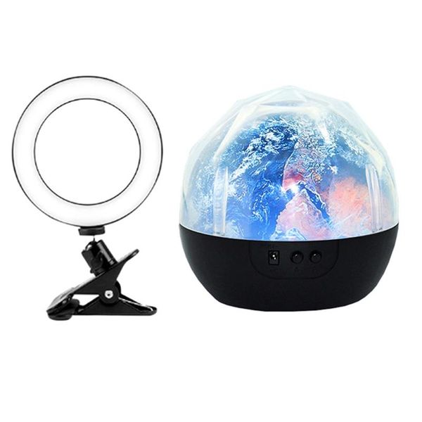 

flash heads clip fill light, beauty and skin thin face hd light with starry sky night projector led lamp colorful rotate