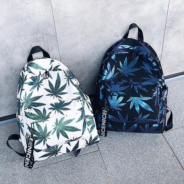 

fashion women waterproof backpack green leaf female travel large capacity bag college style school mochila