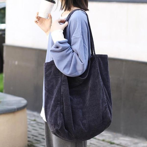 

evening bags large capacity casual corduroy totes bag women solid color shoulder big laptravel diaper shopping handbags messenger