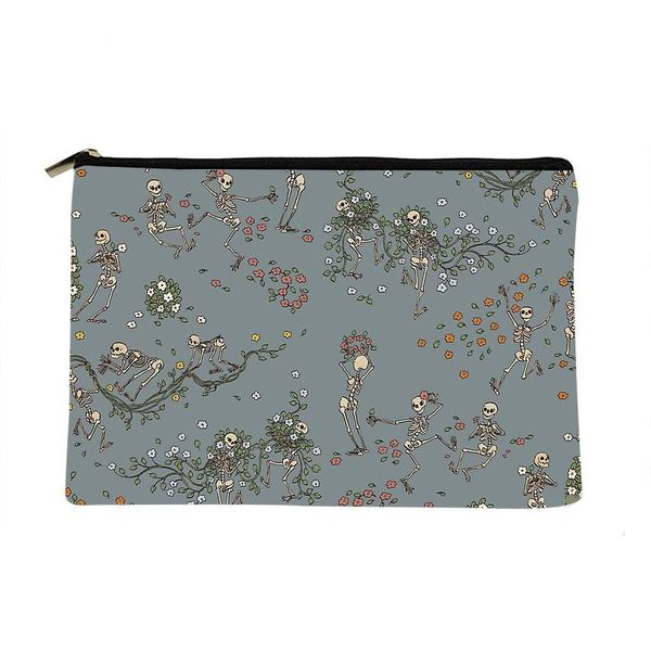 

cosmetic bags & cases women skeletons garlands printed make up bag fashion cosmetics organizer for travel colorful storage lady