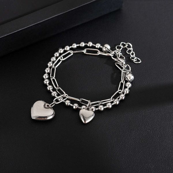 

round bead love titanium steel bracelet women's simple style, Black