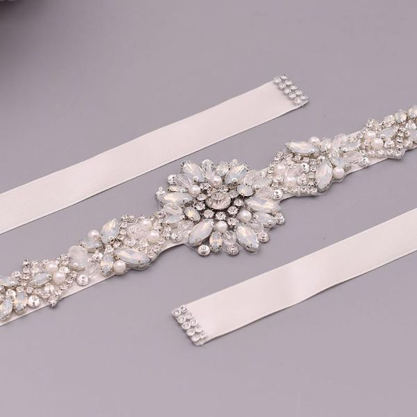

wedding sashes s408 bride belt with milk rhinestone crystal pearl bachelorette party prom girl dress accessories woman luxurious belts, White