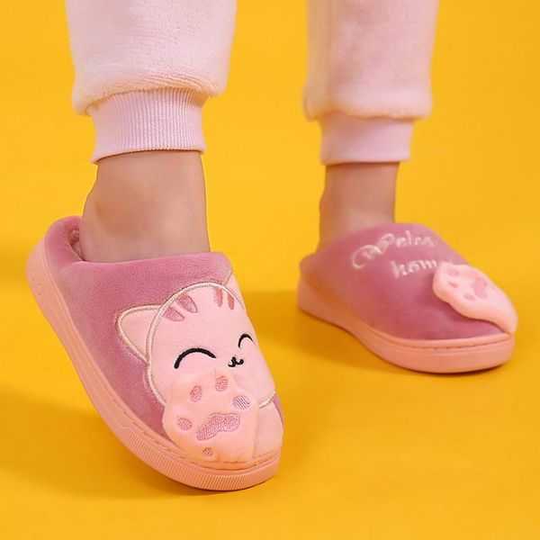 

slippers children cotton home autumn winter kids boys indoor shoes baby girls thick bottom non-slip warm, Black
