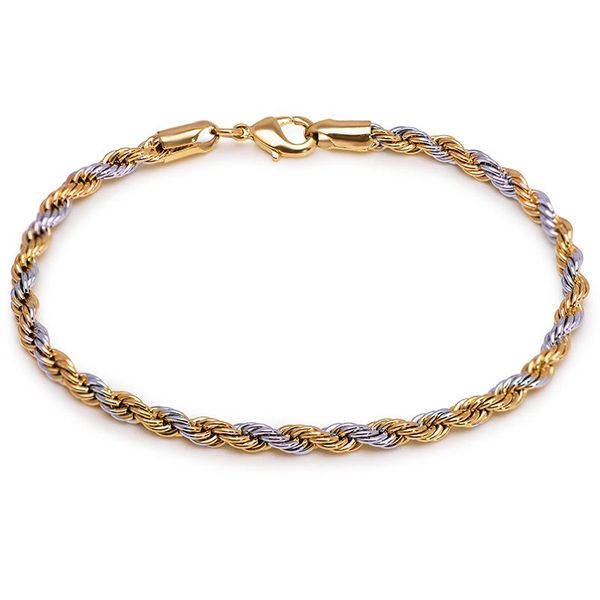 

link, chain mxgxfam (21cm * 3.5mm / 6 mm) mix 2 gold-color rope bracelet for men women fashion jewelry, Black