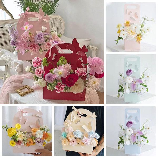 

gift wrap 5pcs mother's day flower protection butterfly handheld folding box packaging arrangement