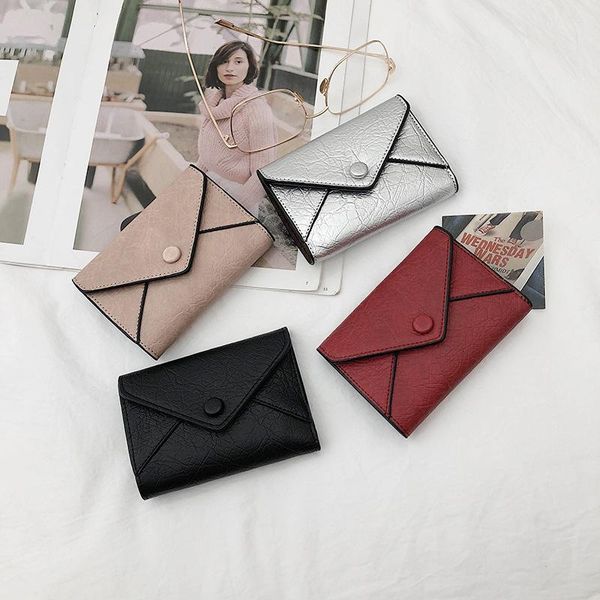 

wallets 2021 women's wallet solid color zipper coin purse fashion small fragrance style short clutch card holder, Red;black