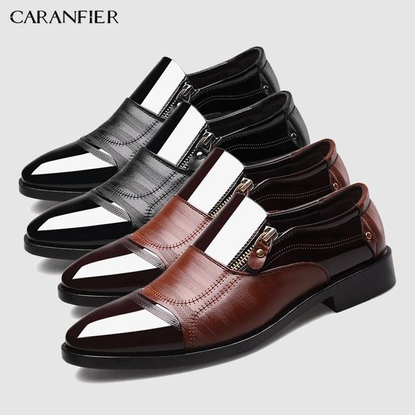 

dress shoes caranfier 2 pair italian black formal men loafers wedding patent leather oxford for men's