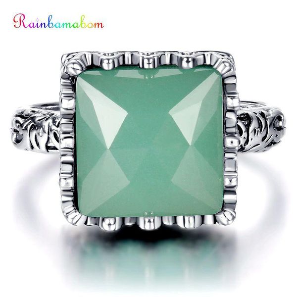 

cluster rings rainbamabom vintage 925 solid sterling silver created moonstone gemstone wedding engagement cocktail ring fine jewelry wholesa, Golden;silver