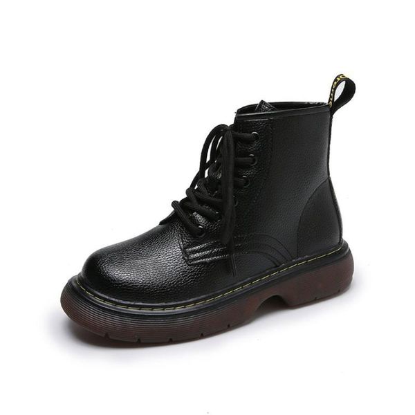 

boots 2021 genuine leather women's british style white motorcycle short non-slip thick-soled fashion, Black