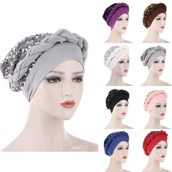 

beanie/skull caps stretch turban winter knitted hats warm beanie casual gorros embroidery cap for lady sequins head scarf chapeu mujer sombr, Blue;gray