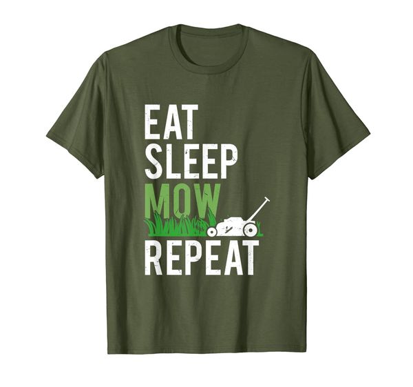 

eat sleep mow repeat | funny grass mowing landscaper t-shirt, White;black