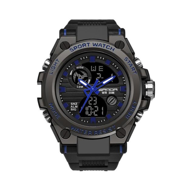 

wristwatches dual time zone sports men's quartz watches military digital watch man waterproof wristwatch for men clock relogios masculi, Slivery;brown