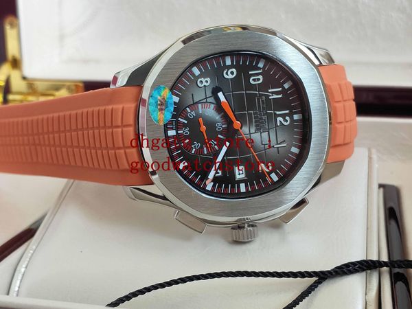 

2021 men wristwatches 42mm quality cal.324 s c 5968a 5968 movement mechanical automatic men's orange rubber band watches, Slivery;brown