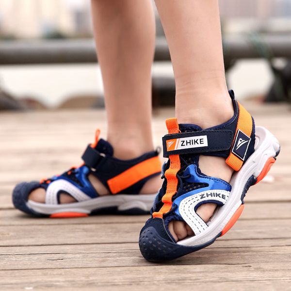 

2021 sandals for boys round toe beach sneakers comfortable teenager fashion summer footwear child school kids, Black;red