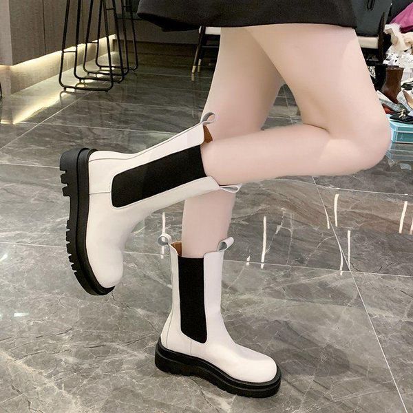 

boots 2021 fashion women's lace up calf round head black mid heel square pu women shoes four seasons