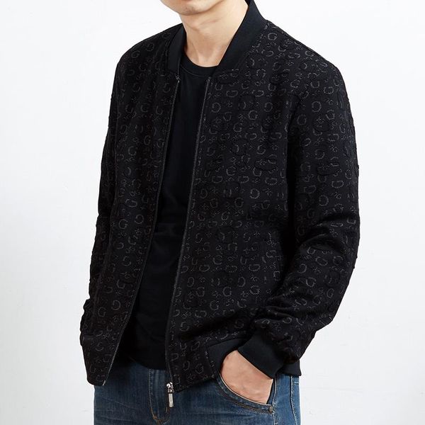 

men's jackets arrival spring autumn print fashion coats male casual slim stand collar bomber jacket men overcoat 8xl, Black;brown