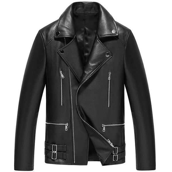 

men's leather & faux genuine jacket for men sheepskin jackets motorcycle coat man fashion spring autumn 2022 hommes veste pph2183, Black