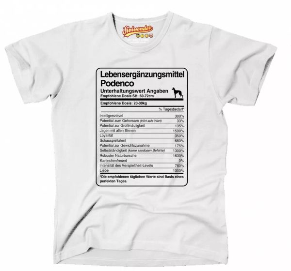 

t-shirt dose podenco life supplements men dog dog motif, White;black