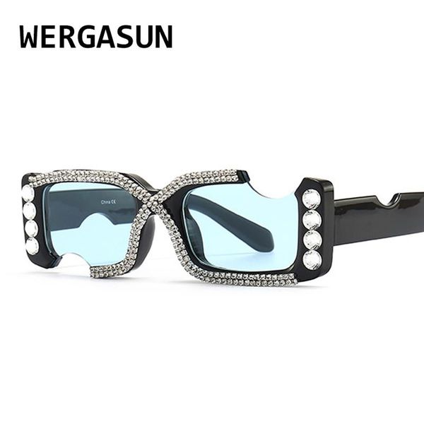

sunglasses wergasun rectangle women rhinestone retro gradient sun glasses vintage oversized feminino eyeglasses uv400, White;black