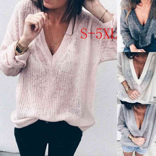 

fluffy deep v neck sweater pullover women knitted oversized solid jumpers casual plus size 5xl sweaters chompas para mujer 210603, White;black
