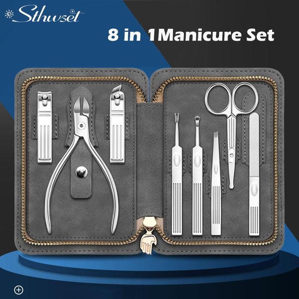 

nail art kits manicure set 8 in 1 simple and practical kit contrast leather case stainless steel clippers personal care tool