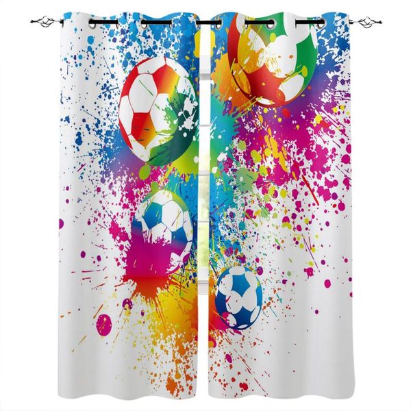 

curtain & drapes colorful football paint art soccer modern blackout curtains for bedroom living room window treatment high shading decor