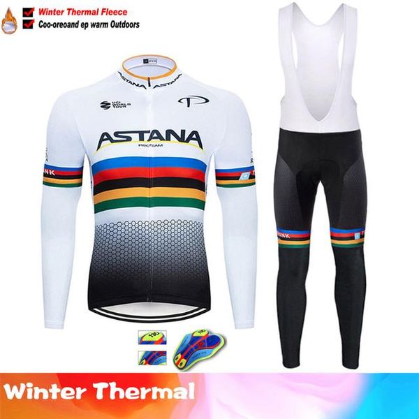 

racing sets 2022 winter thermal fleece bicycle clothing suits cycling jersey set sport bike mtb riding bib pants warm, Black;blue