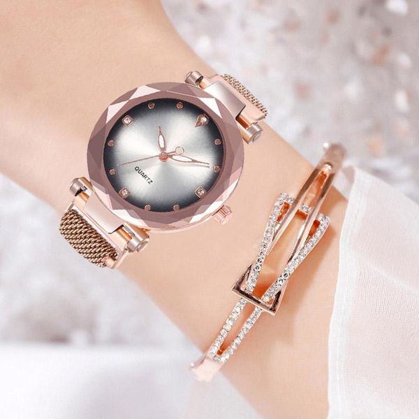 wristwatches wj-8083 fashion starry sky women quartz watch creative ladies wrist for montre femme 2021 female clock relogio feminino, Slivery;brown