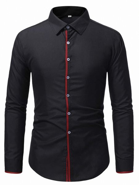 

men tape panel button up shirt r9pl#, White;black