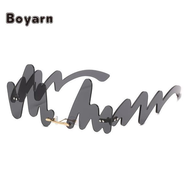

boyarn 2021 fashion funny sunglasses, personalized n-shaped wave glasses, irregular sun glasses for men and women uv400 sunglasses, White;black