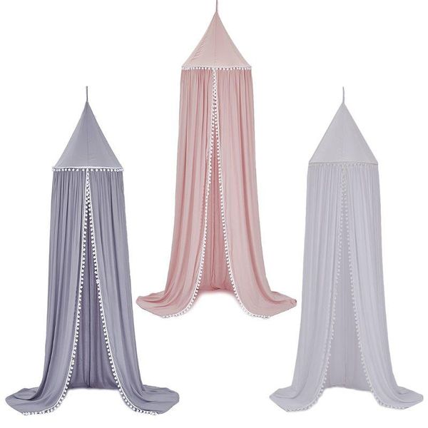 

crib netting baby bed curtain canopy born infants cotton hung hairball dome mosquito mesh decor children room tent