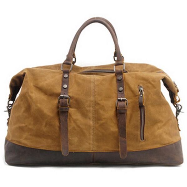 

duffel bags vintage canvas leather men's travel bag carry-on large-capacity handbag